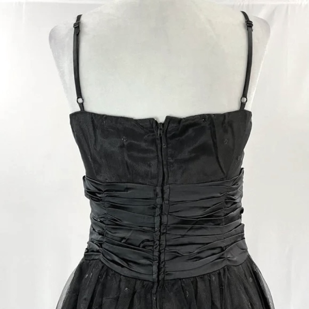 New Lucy Paris Glitter Polka Dot Tulle Ruched Satin Waist Dress Black Size Small - Picture 11 of 16